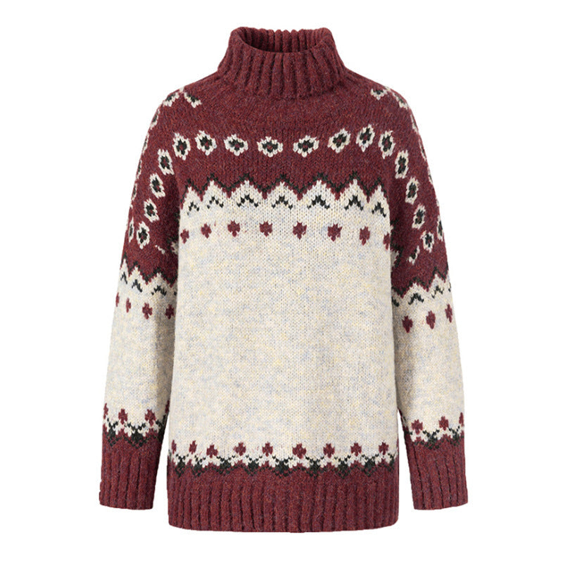 Turtleneck Knitted Christmas  Sweater