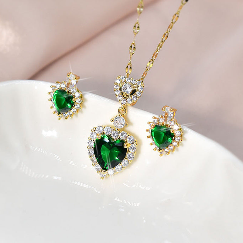Green Zircon Heart Set