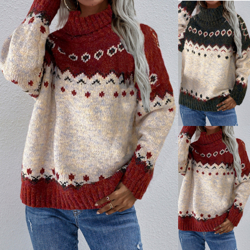 Turtleneck Knitted Christmas  Sweater