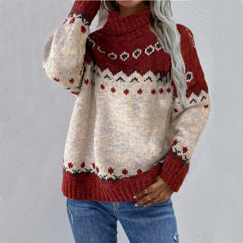 Turtleneck Knitted Christmas  Sweater
