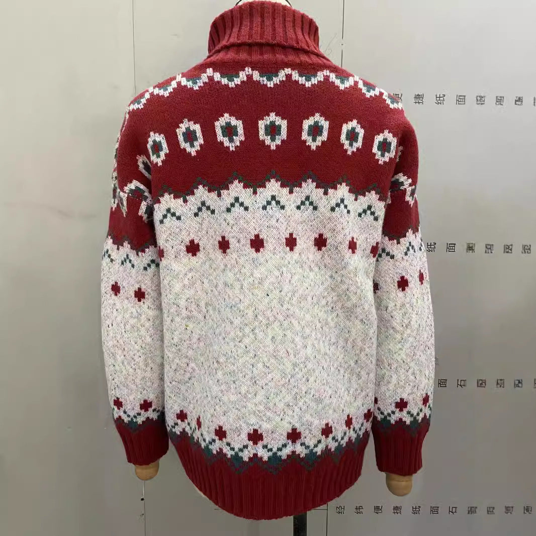 Turtleneck Knitted Christmas  Sweater