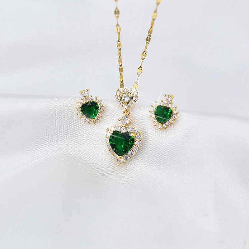 Green Zircon Heart Set