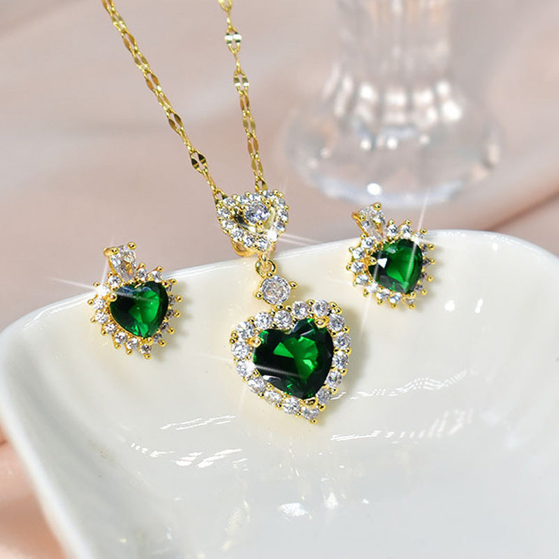 Green Zircon Heart Set