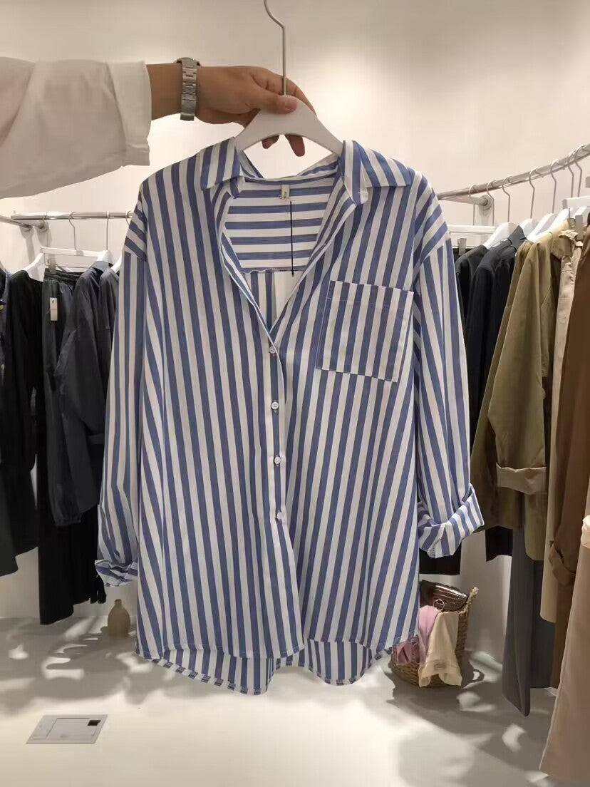 Vertical Striped Long-sleeved
